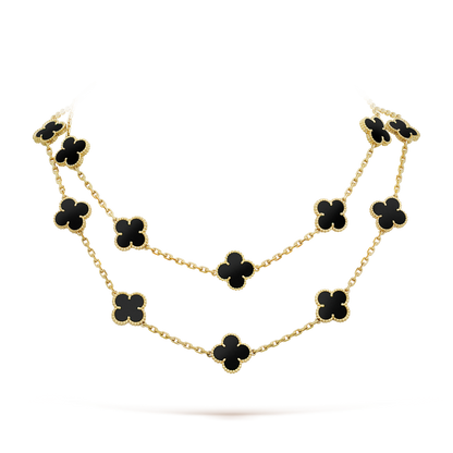 [Marin-Jewelry]CLOVER 20 MOTIFS ONYX NECKLACE