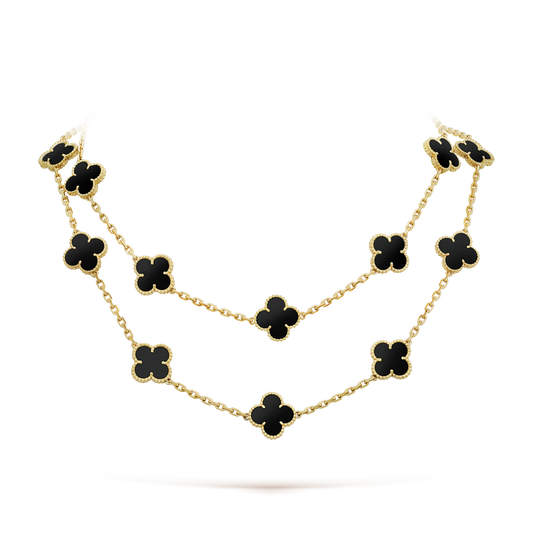 [Marin-Jewelry]CLOVER 20 MOTIFS ONYX NECKLACE