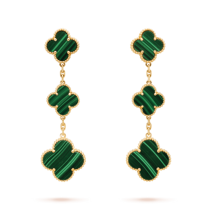 [Marin-Jewelry]CLOVER MALACHITE 3 MOTIFS GOLD