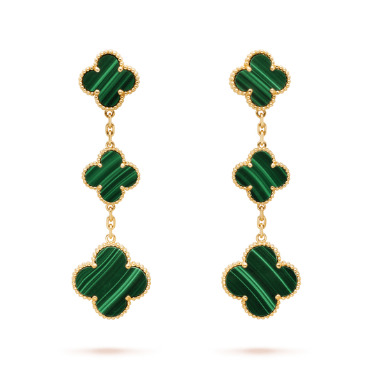 [Marin-Jewelry]CLOVER MALACHITE 3 MOTIFS GOLD