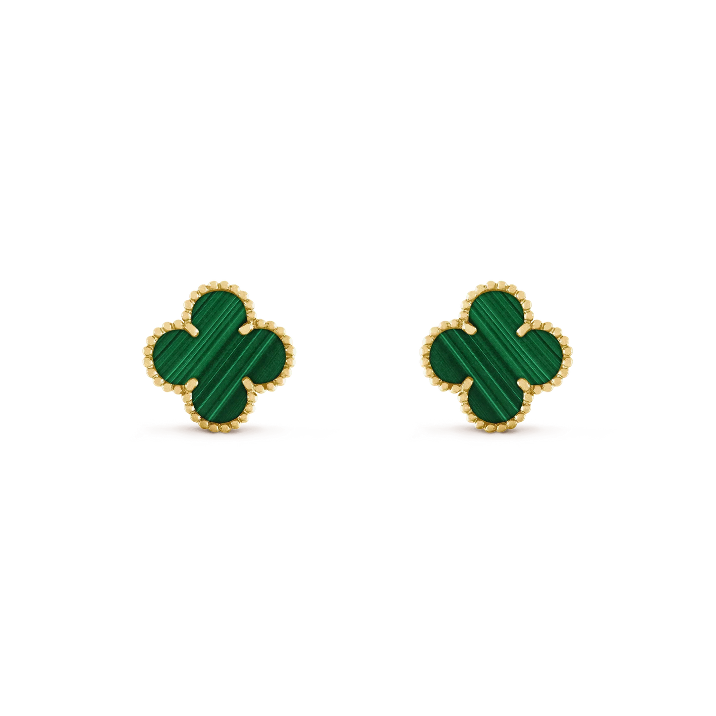 [Marin-Jewelry]CLOVER MEDIUM 1 MOTIFS MALACHITE  EARRINGS