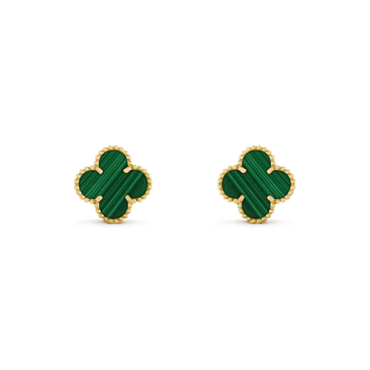 [Marin-Jewelry]CLOVER MEDIUM 1 MOTIFS MALACHITE  EARRINGS