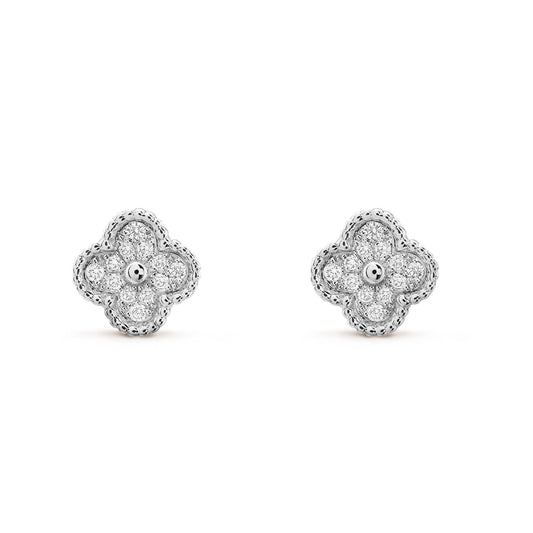 [Marin-Jewelry]CLOVER MINI DIAMOND STUD EARRINGS