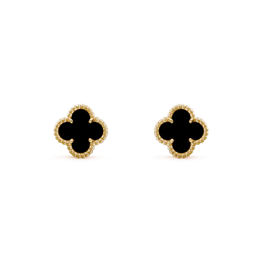 [Marin-Jewelry]CLOVER MINI 9.5MM BLACK MOP EARRINGS