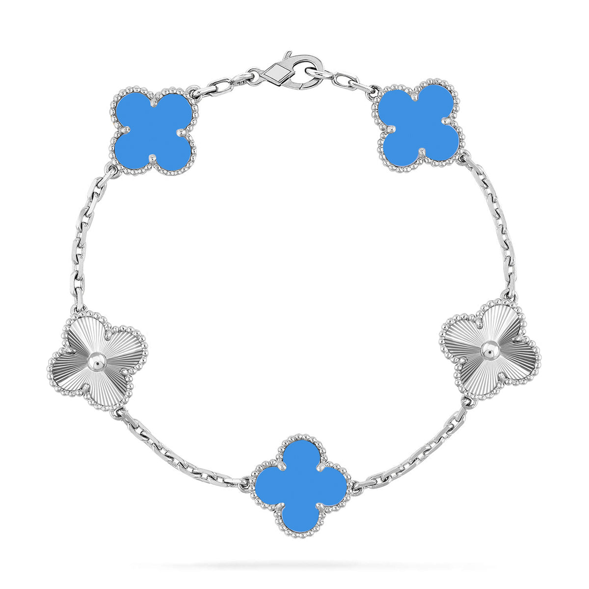 [Marin-Jewelry] CLOVER 5 MOTIF BLUE AGATE BRACELET COLLECTION