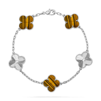 [Marin-Jewelry] CLOVER 5 MOTIFS TIGER EYE BRACELET COLLECTION