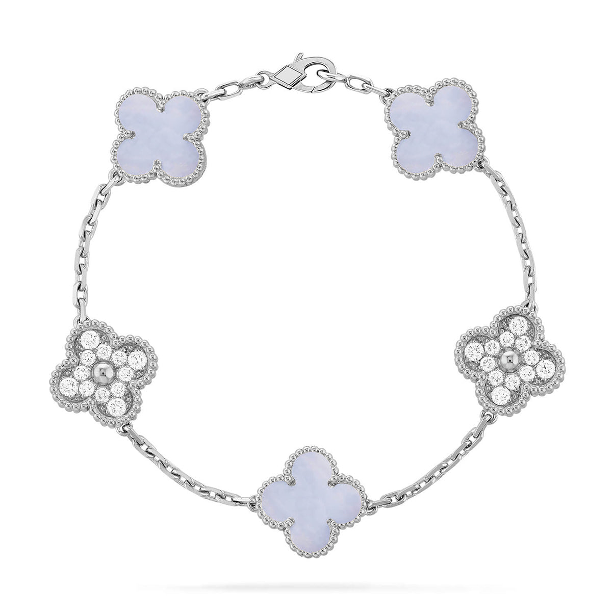 [Marin-Jewelry] CLOVER 5 MOTIF PURPLE CHALCEDONY BRACELET COLLECTION