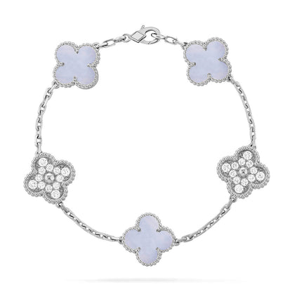 [Marin-Jewelry] CLOVER 5 MOTIF PURPLE CHALCEDONY BRACELET COLLECTION