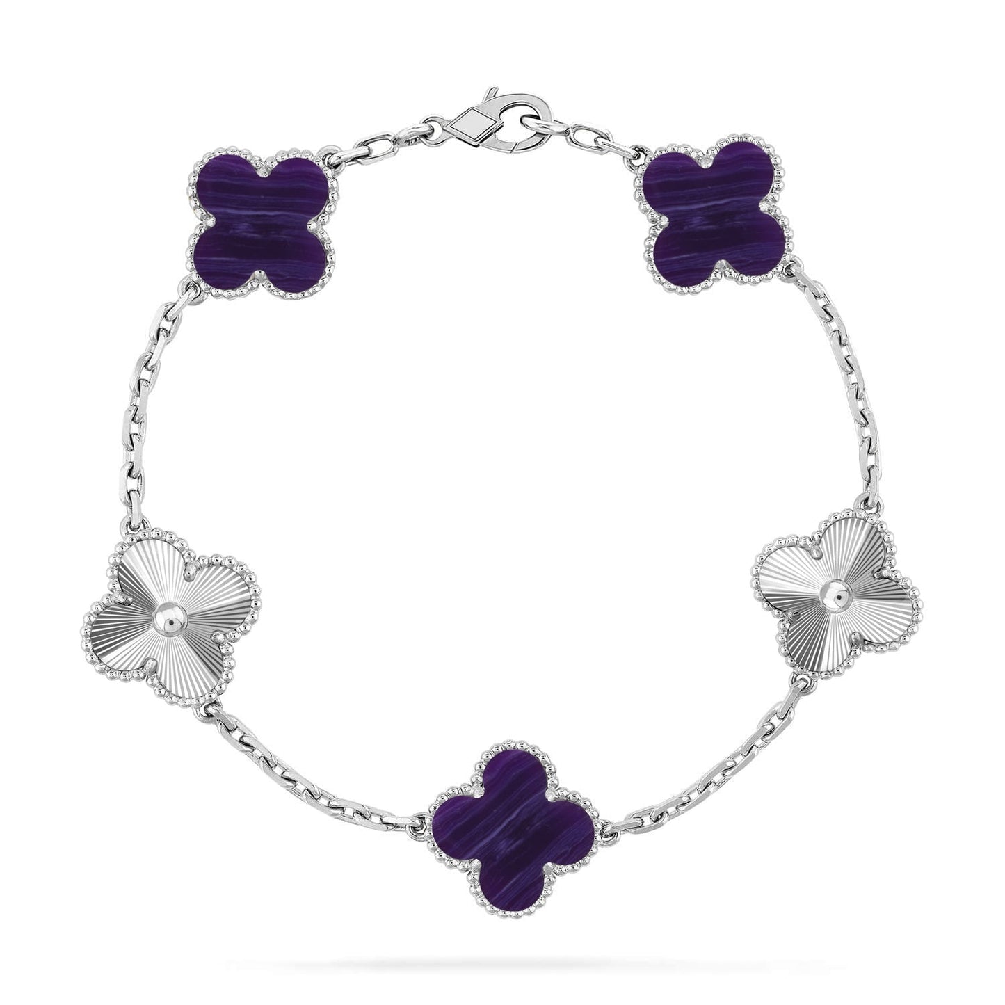 [Marin-Jewelry]CLOVER 5 MOTIF PURPLE STRIPES BRACELET COLLECTION