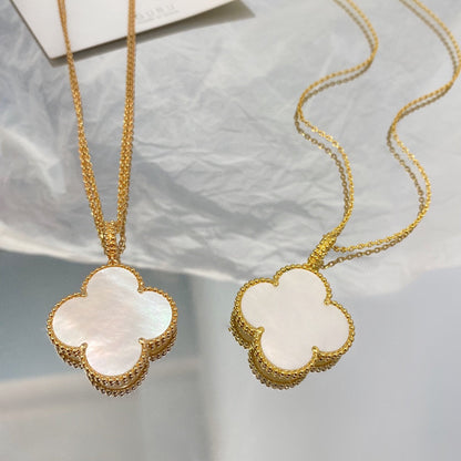 [Marin-Jewelry]CLOVER 25MM MOP LARGE PENDANT NECKLACE