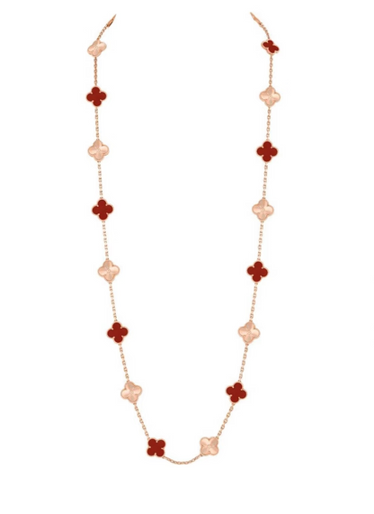 [Marin-Jewelry]CLOVER 20 MOTIFS LASER CARNELIAN NECKLACE