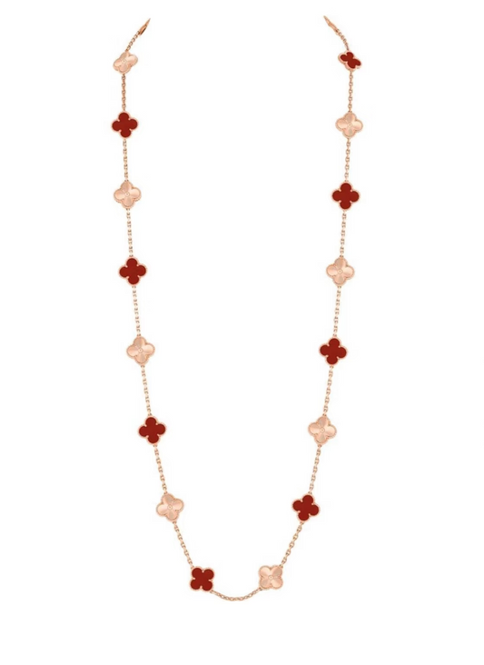 [Marin-Jewelry]CLOVER 20 MOTIFS LASER CARNELIAN NECKLACE
