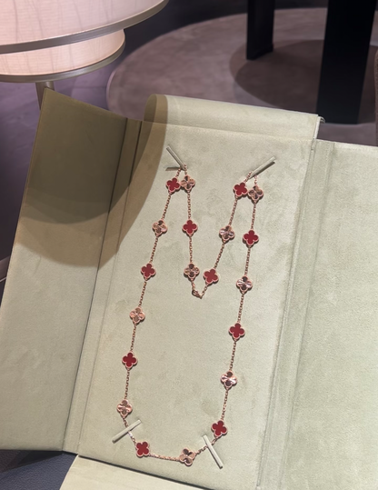 [Marin-Jewelry]CLOVER 20 MOTIFS LASER CARNELIAN NECKLACE
