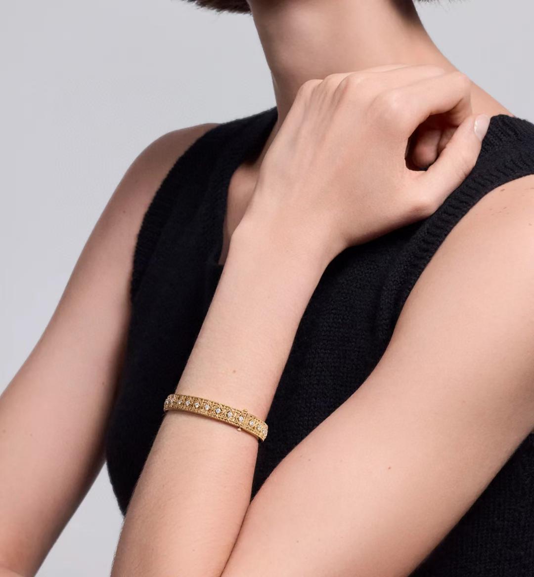 [?Marin-Jewelry]2026 WOVEN-PATTERN BRACELET SET WITH FULL DIAMOND INLAY THREE-COLORS