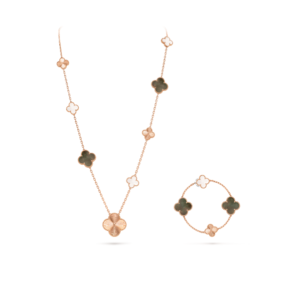 [Marin-Jewelry]PARURE COLLIER EN ARGENT FLEUR TRÈFLE DÉTACHABLE 15(11+4)