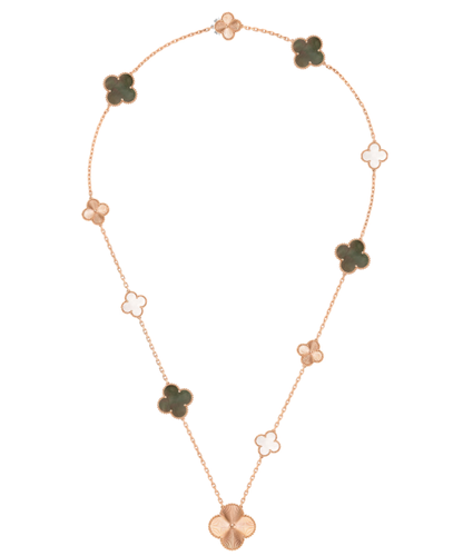 [Marin-Jewelry]DETACHABLE CLOVER 15(11+4) FLOWER SILVER NECKLACE SET
