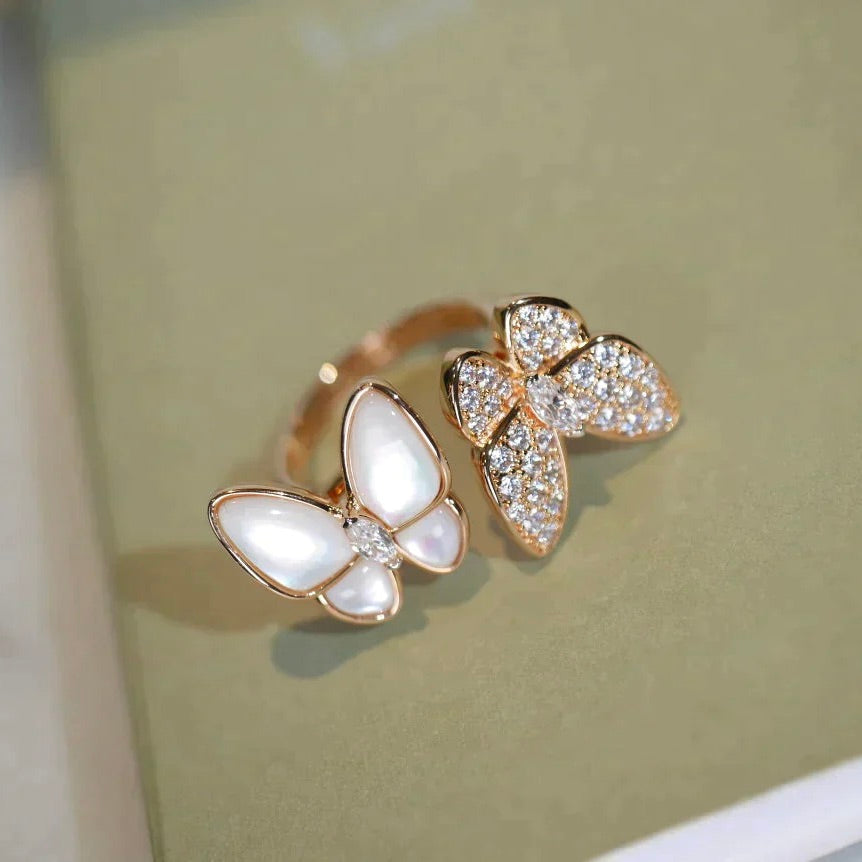 [Marin-Jewelry]TWIN BUTTERFLY DIAMOND MOP RING