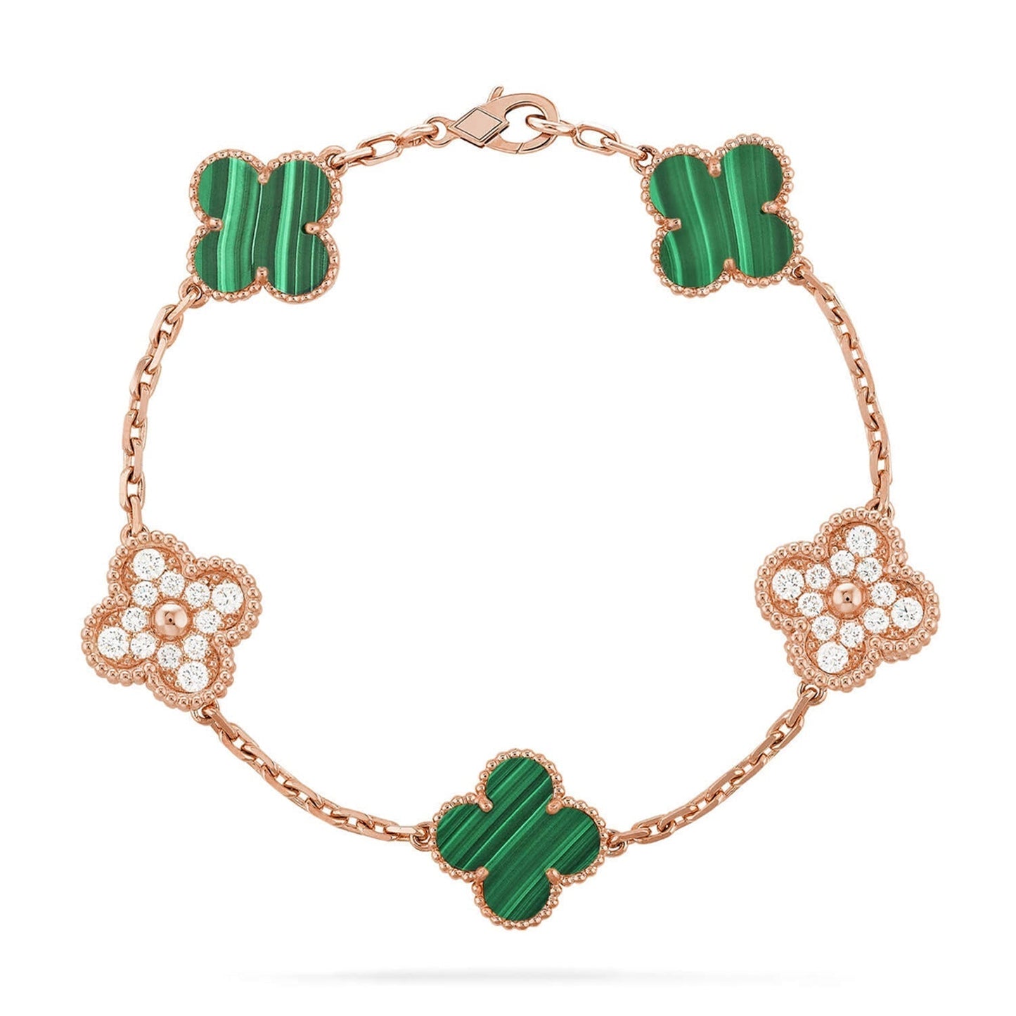 [Marin-Jewelry] CLOVER 5 MOTIF MALACHITE BRACELET COLLECTION