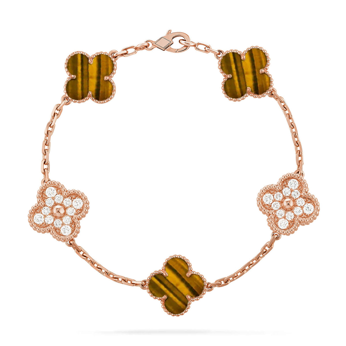 [Marin-Jewelry] CLOVER 5 MOTIFS TIGER EYE BRACELET COLLECTION