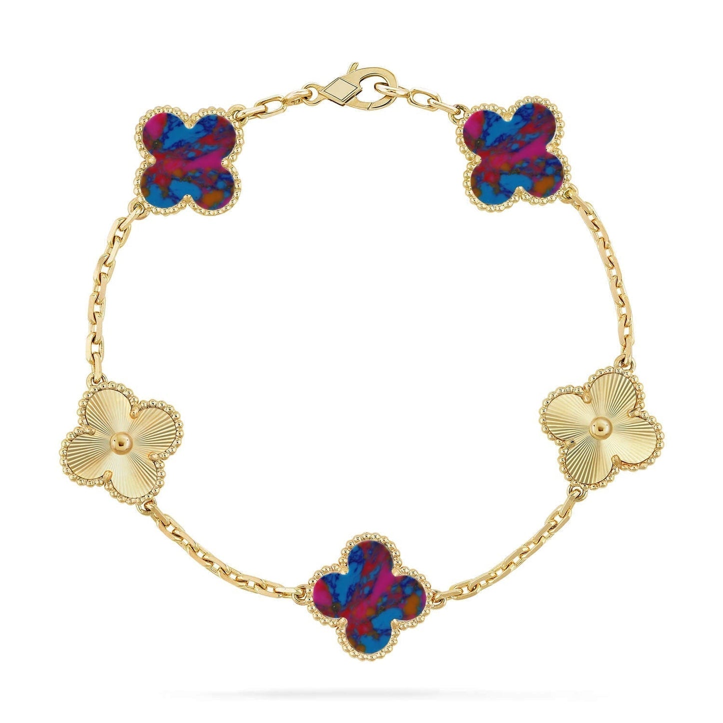 [Marin-Jewelry]CLOVER 5 MOTIF COLOR GEMSTONES BRACELET COLLECTION