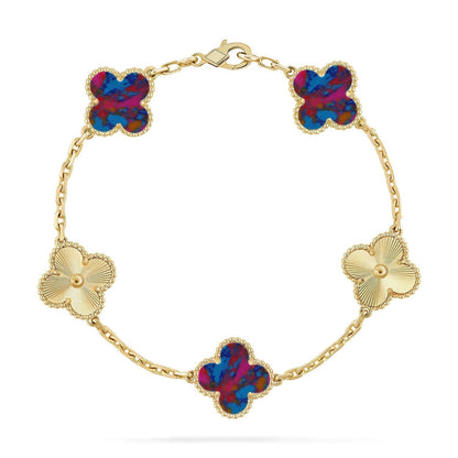 [Marin-Jewelry]CLOVER 5 MOTIF COLOR GEMSTONES BRACELET COLLECTION