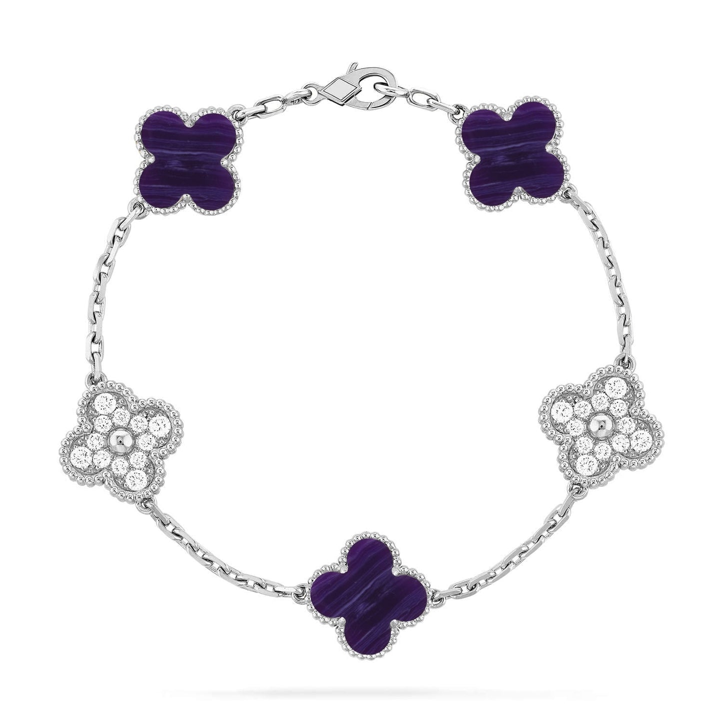 [Marin-Jewelry]CLOVER 5 MOTIF PURPLE STRIPES BRACELET COLLECTION