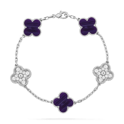 [Marin-Jewelry]CLOVER 5 MOTIF PURPLE STRIPES BRACELET COLLECTION