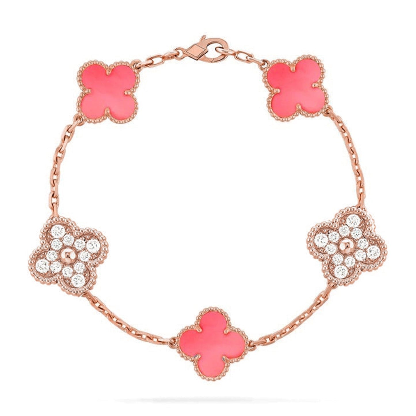 [Marin-Jewelry] CLOVER 5 MOTIFS  PINK MOP BRACELET COLLECTION