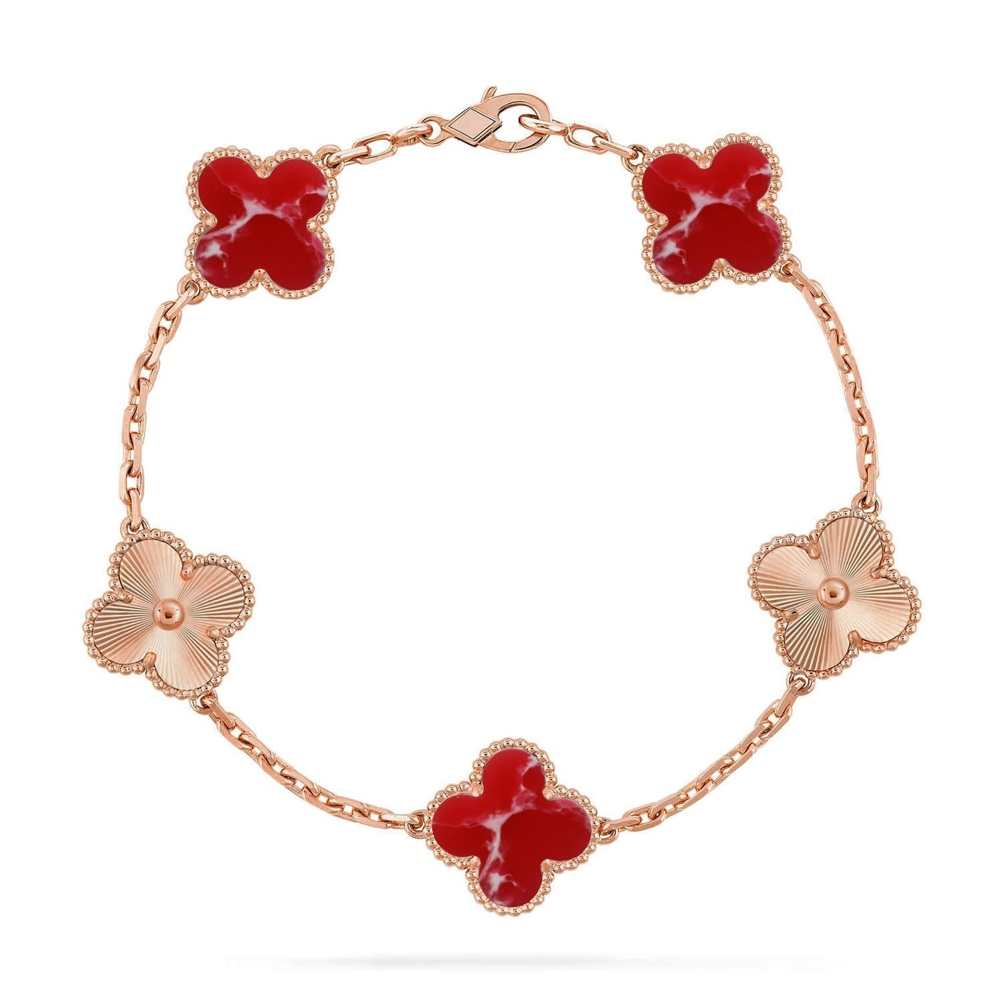 [Marin-Jewelry]CLOVER 5 MOTIF RED PATTERN BRACELET COLLECTION