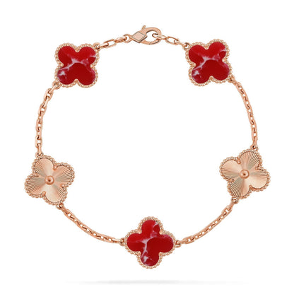 [Marin-Jewelry]CLOVER 5 MOTIF RED PATTERN BRACELET COLLECTION