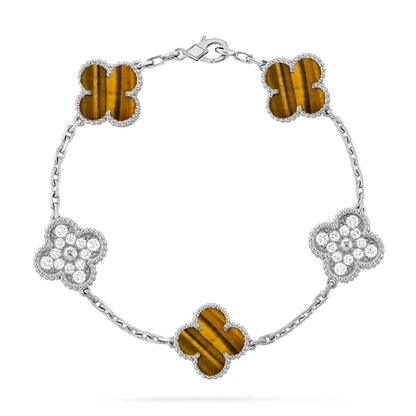 [Marin-Jewelry] CLOVER 5 MOTIFS TIGER EYE BRACELET COLLECTION