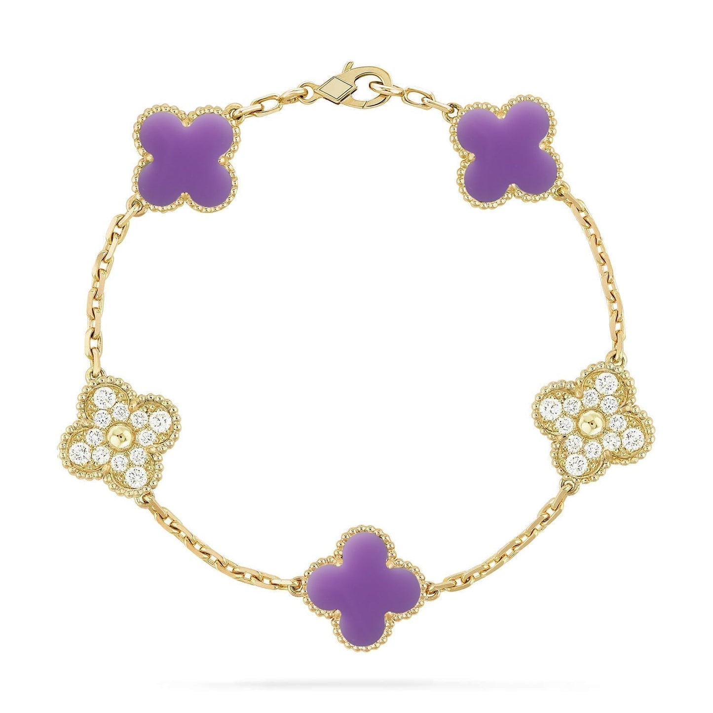 [Marin-Jewelry]CLOVER 5 MOTIF LIGHT PURPLE BRACELET COLLECTION