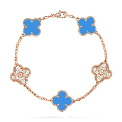 [Marin-Jewelry] CLOVER 5 MOTIF BLUE AGATE BRACELET COLLECTION