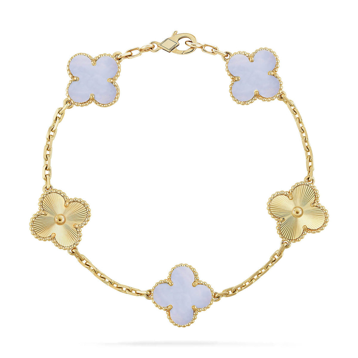 [Marin-Jewelry] CLOVER 5 MOTIF PURPLE CHALCEDONY BRACELET COLLECTION