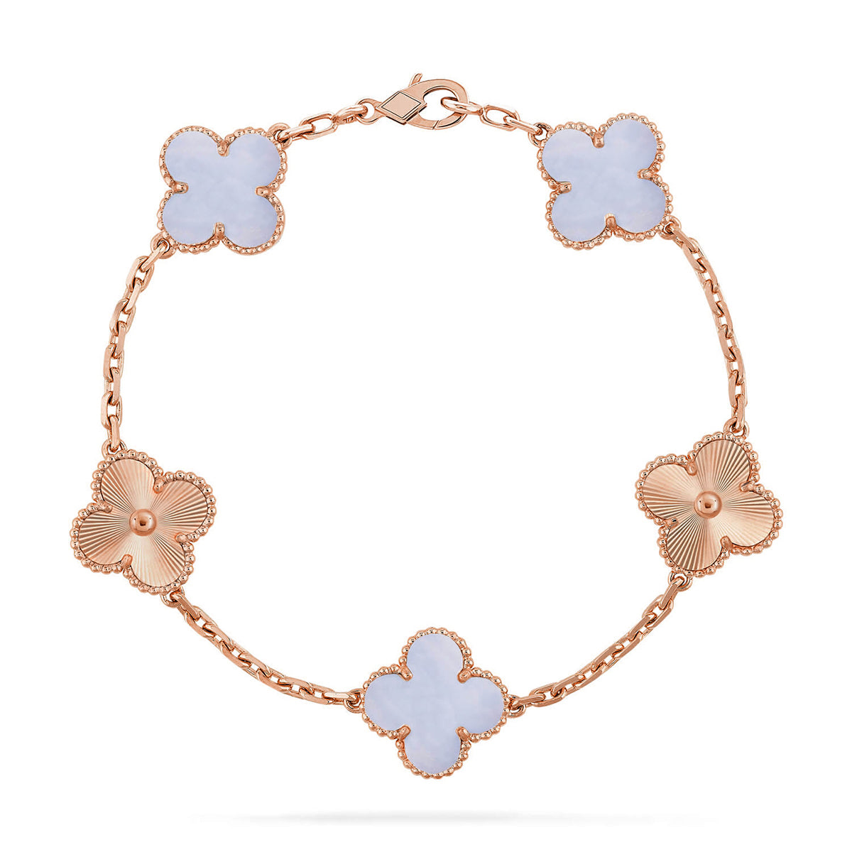 [Marin-Jewelry] CLOVER 5 MOTIF PURPLE CHALCEDONY BRACELET COLLECTION
