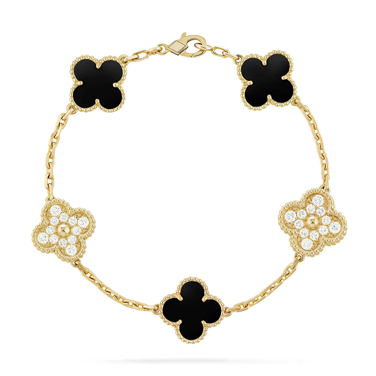 [Marin-Jewelry] CLOVER 5 MOTIF ONYXS BRACELET COLLECTION