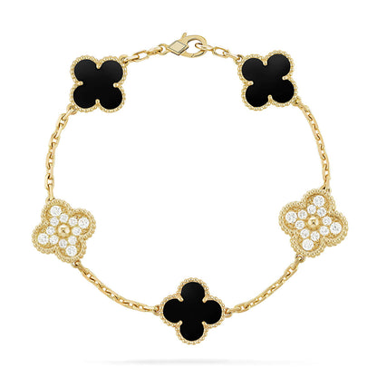 [Marin-Jewelry] CLOVER 5 MOTIF ONYXS BRACELET COLLECTION
