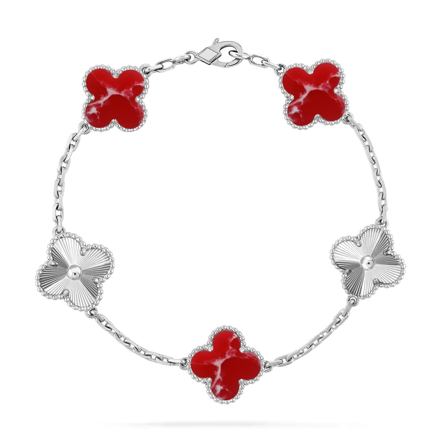 [Marin-Jewelry]CLOVER 5 MOTIF RED PATTERN BRACELET COLLECTION