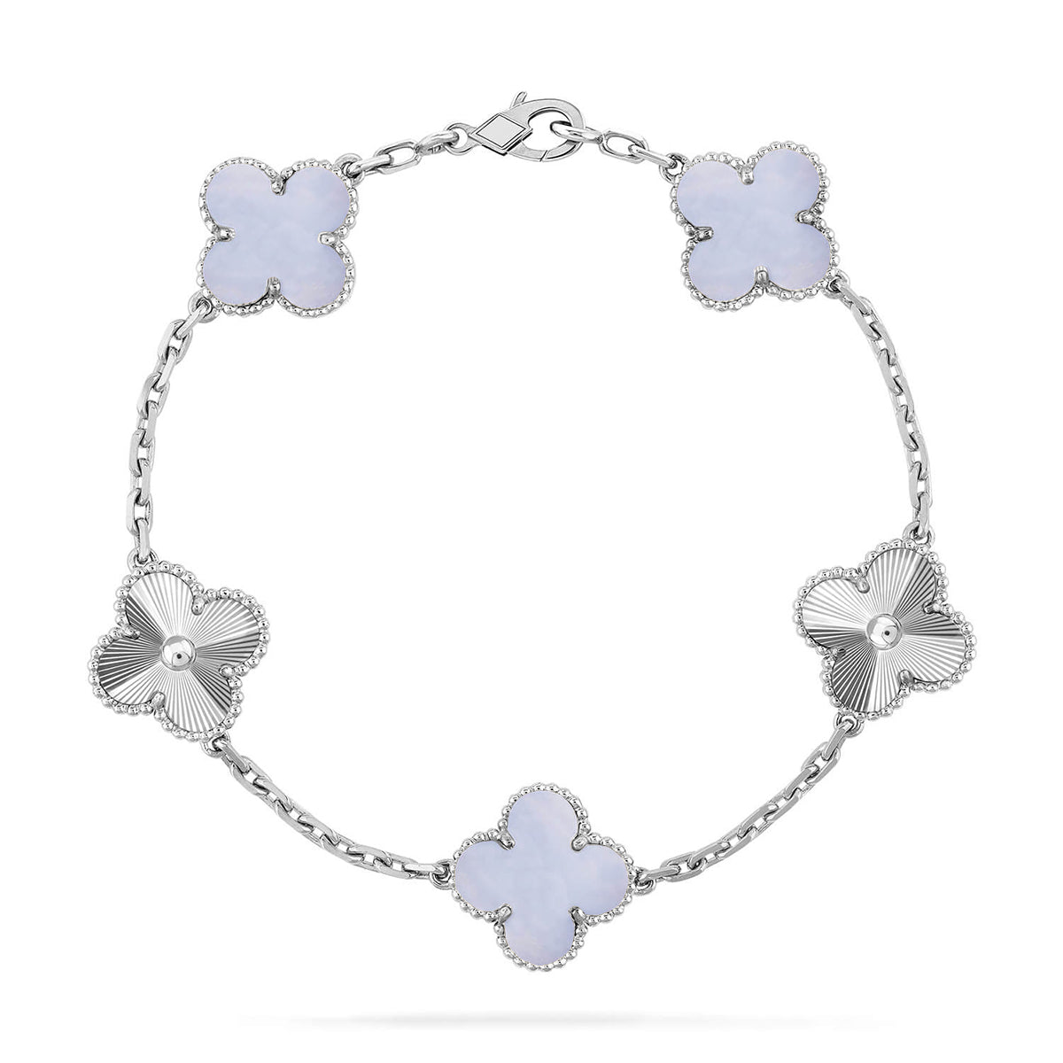[Marin-Jewelry] CLOVER 5 MOTIF PURPLE CHALCEDONY BRACELET COLLECTION