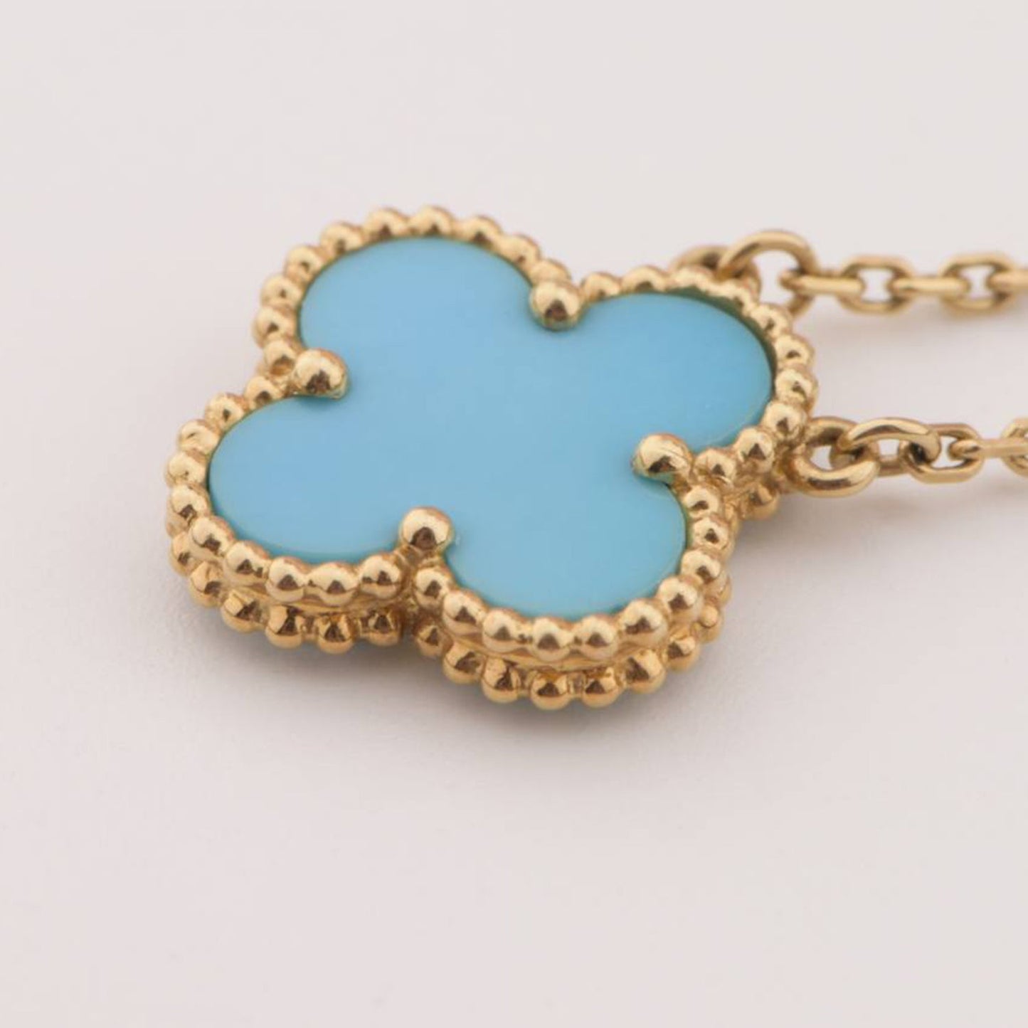 [Marin-Jewelry]CLOVER 15MM VINTAGE TURQUOISE NECKLACE