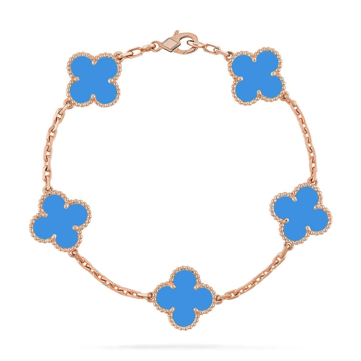[Marin-Jewelry] CLOVER 5 MOTIF BLUE AGATE BRACELET COLLECTION