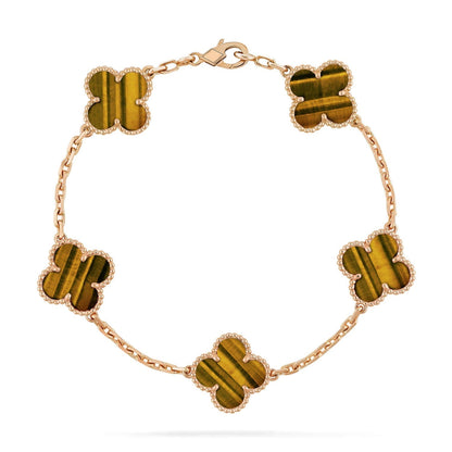 [Marin-Jewelry] CLOVER 5 MOTIFS TIGER EYE BRACELET COLLECTION