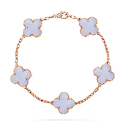 [Marin-Jewelry] CLOVER 5 MOTIF PURPLE CHALCEDONY BRACELET COLLECTION