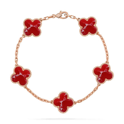 [Marin-Jewelry]CLOVER 5 MOTIF RED PATTERN BRACELET COLLECTION