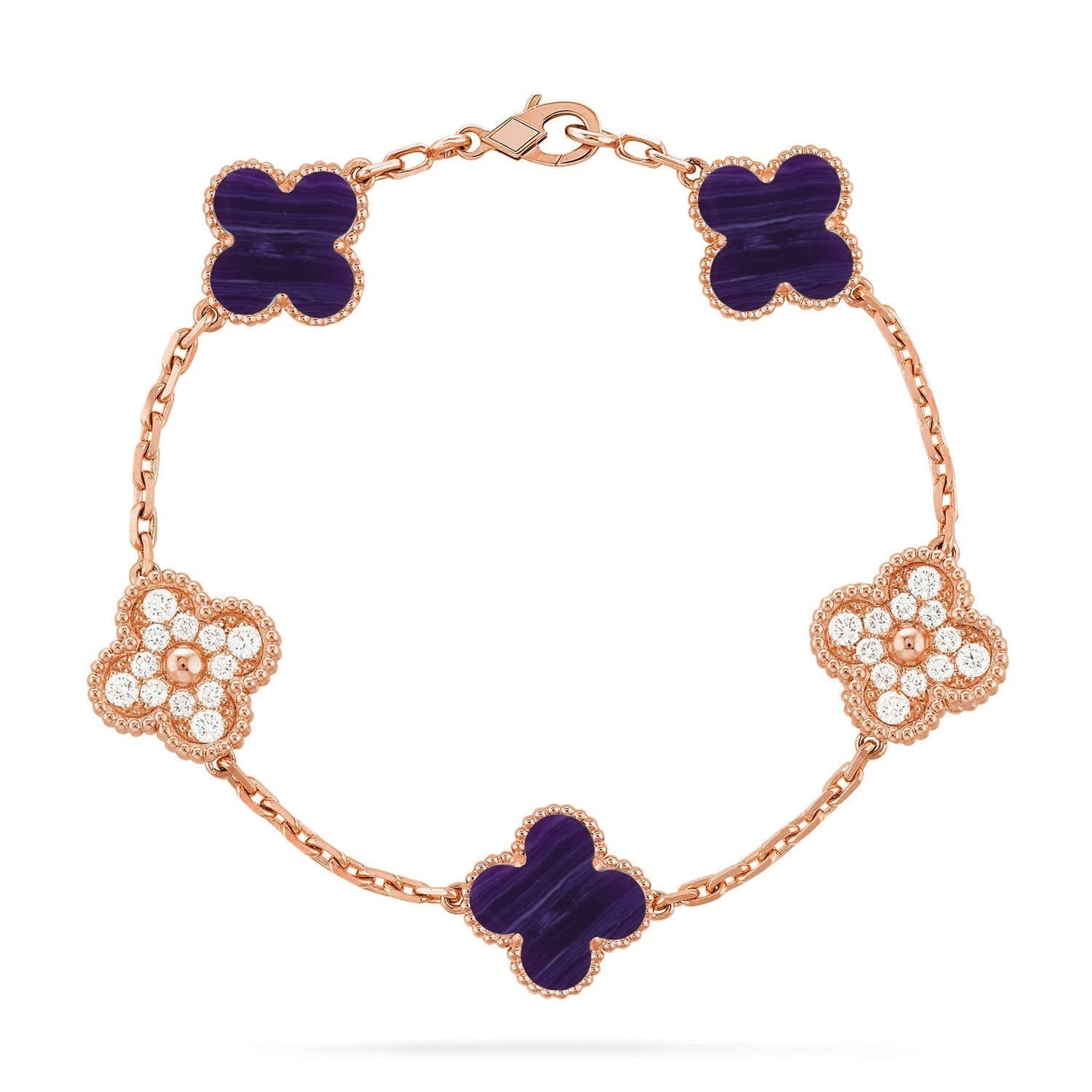 [Marin-Jewelry]CLOVER 5 MOTIF PURPLE STRIPES BRACELET COLLECTION