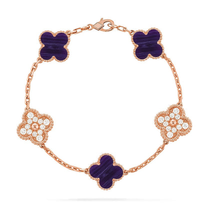 [Marin-Jewelry]CLOVER 5 MOTIF PURPLE STRIPES BRACELET COLLECTION