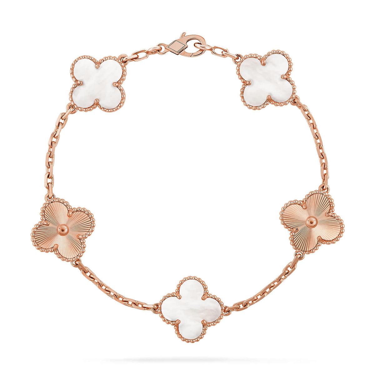 [Marin-Jewelry]CLOVER WHITE PEARL MOP 5 MOTIF BRACELET COLLECTION