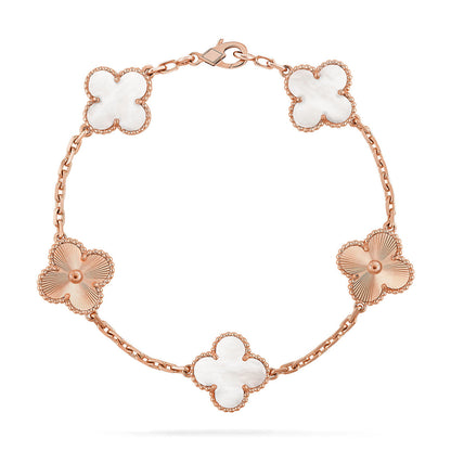 [Marin-Jewelry]CLOVER WHITE PEARL MOP 5 MOTIF BRACELET COLLECTION