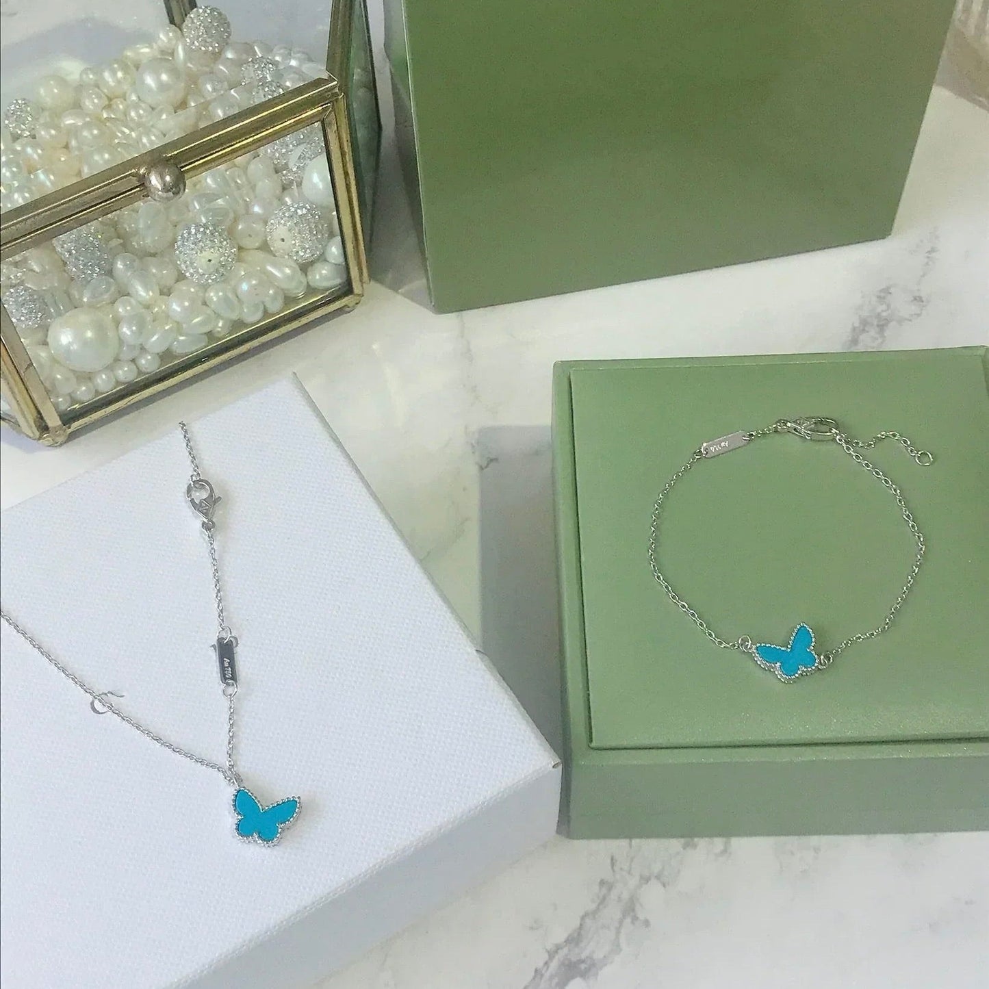 [Marin-Jewelry]BUTTERFLY TURQUOISE BUTTERFLY BRACELET SILVER