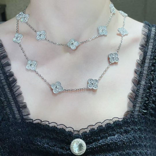 [Marin-Jewelry]CLOVER 20 MOTIFS FULL-DIAMOND NECKLACE